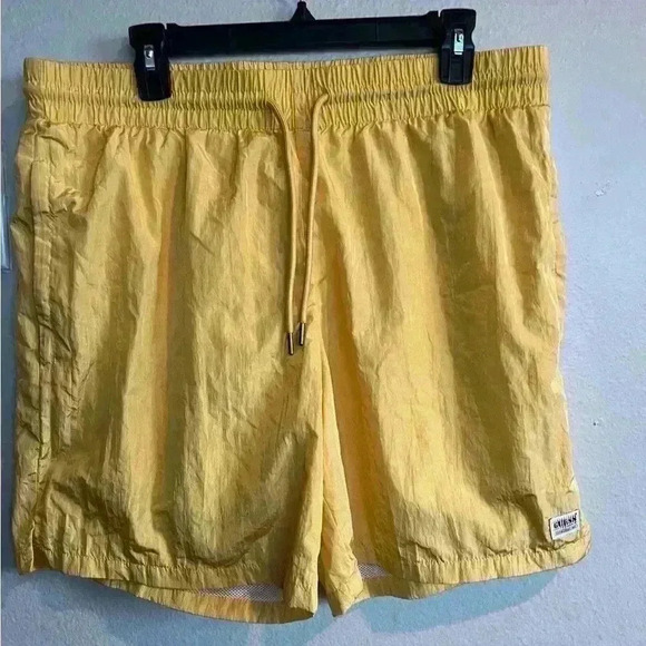 Guess Yellow Swim Shorts Beachwear Men's Size Large Retro 90s Designer Like New - Picture 1 of 4